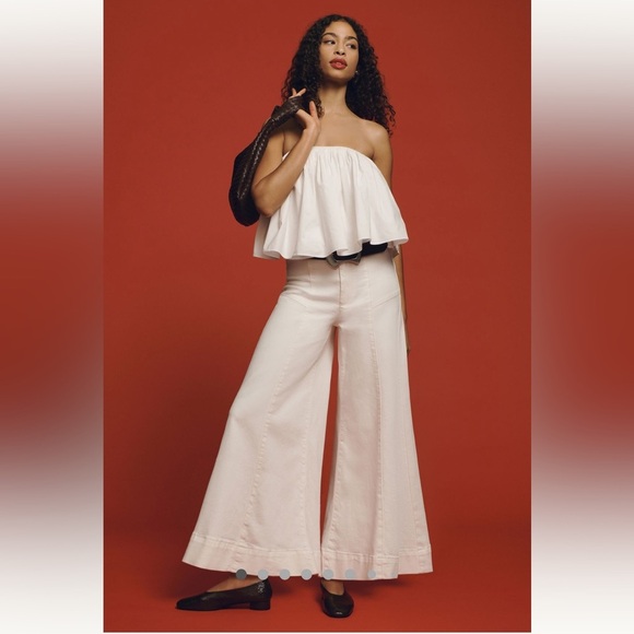 Anthropologie NWT Pilcro Corset Mid-Rise A-Line Wide-Leg Jeans size 26. - Picture 2 of 16